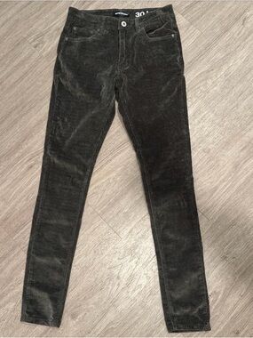 Slim Corduroy Pants in Dark Olive - Unbranded